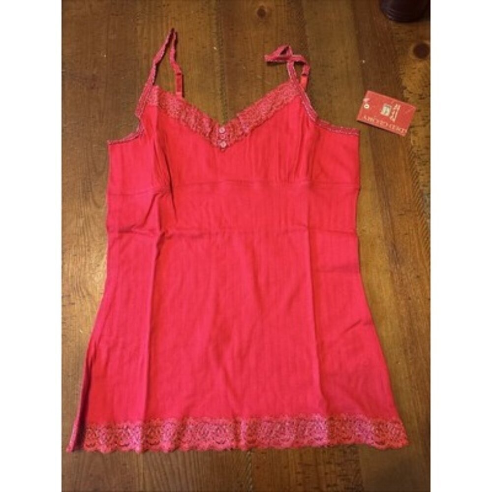 Retro Faded Glory Red Rib Lace Tank Size Large New Old Stock 90s2000